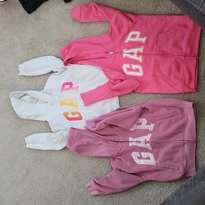 3 Gap Girls Jacket 2 zipup 1 pullover size 12XL 2 pink 1 white